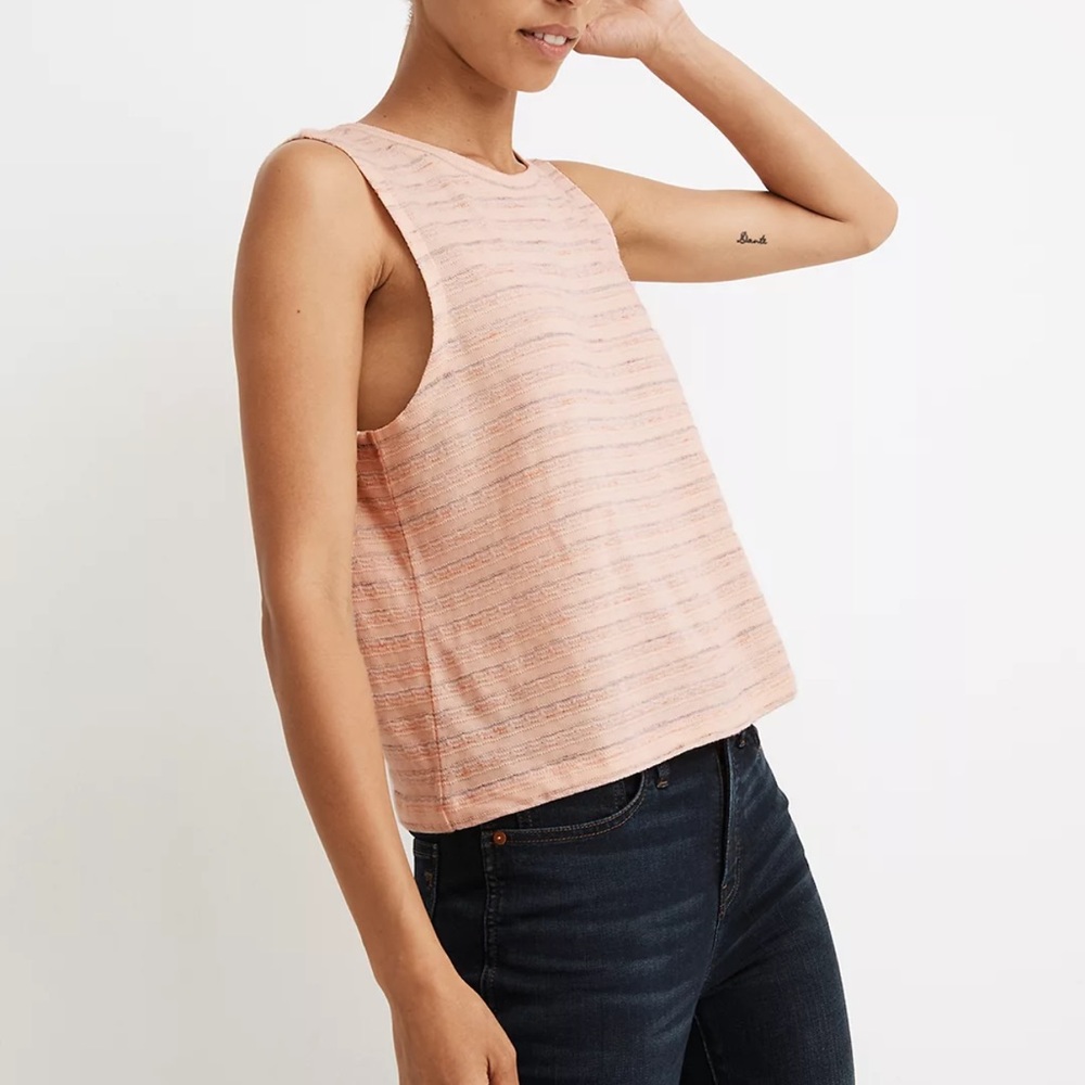 Madewell pink raw edged hang out muscle tank